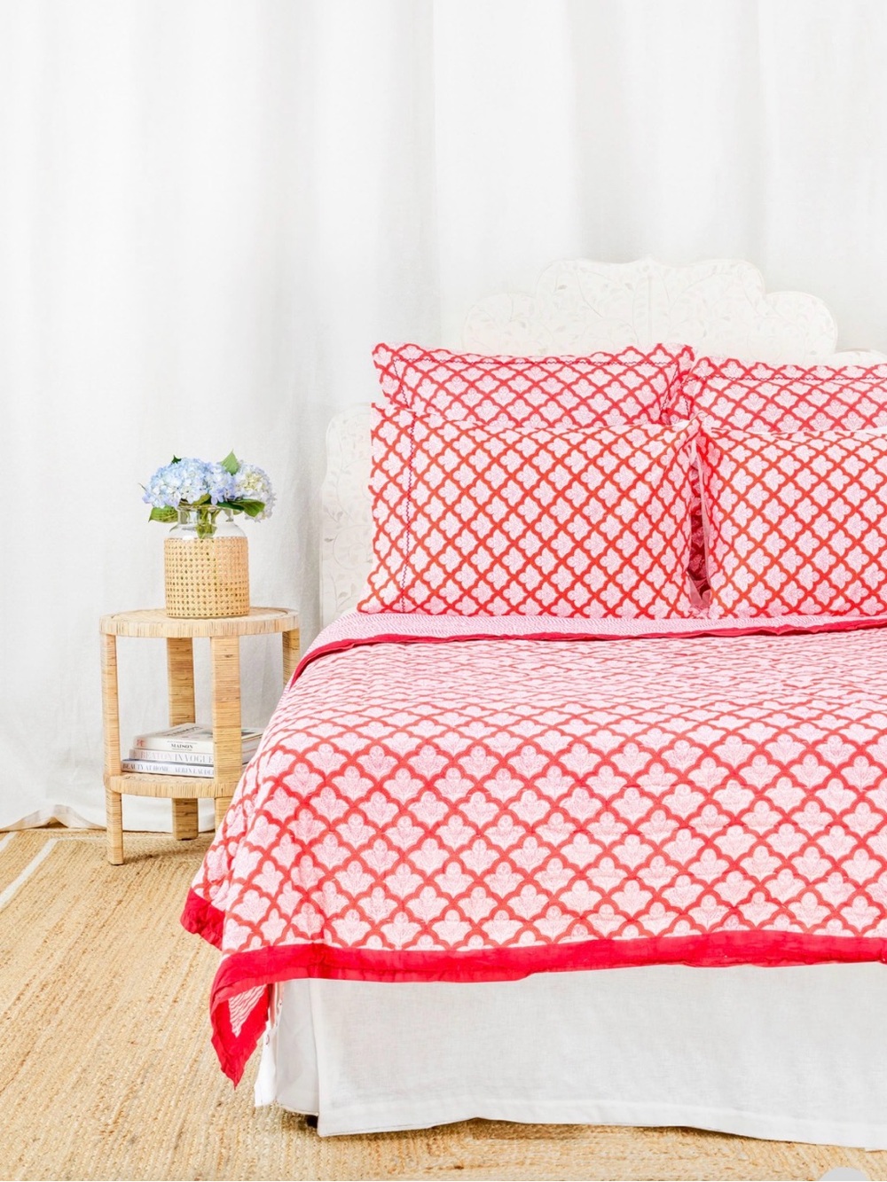 Roller Rabbit Jemina Red Quilt- Size Queen. See Pillows listing,sold separately